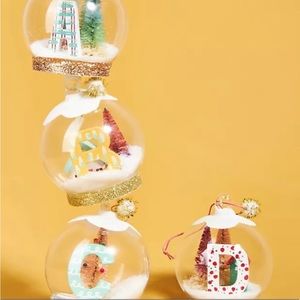 Anthropologie Monogram Snow Globe Ornament Letter C